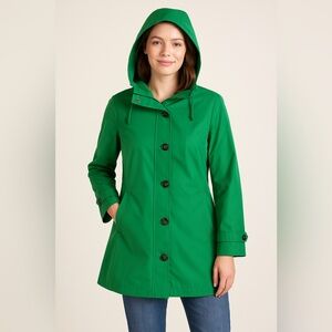 Land's End Kelly Green Zip In Liner Pea Coat Sz M 10-12 EUC